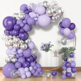 153Pcs Purple Balloon Garland Arch Kit, Different Sizes 18 12 10 5 Inch Lavender Latex Metallic Confetti Silver Balloons For Girls Women Wedding Birthday Baby Shower Party Decorations Supplies