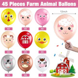 45 Pcs Farm Animal Balloons 12 Inch Pig Cow Sheep Latex Balloons Animal Farmhouse Party Decoration For Kids Birthday Party Baby Shower Indoor Outdoor Decor