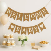 Welcome Baby Burlap Banner For Baby Shower Decorations And Gender Reveal Party