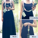 Clip And Go Crossbody Phone Strap With Wallet, Adjustable Zippered Pouch For All Phones, Khaki