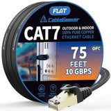 Cat 7 Ethernet Cable 75Ft Shielded,Flat Ethernet Patch Cables - High Speed Int