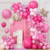 151Pcs Pink Balloons Garland Arch Kit,18In 12In 10In 5In Different Size Hot Pink Metallic Pink Confetti Balloons For Girls Women Wedding,Baby Shower,Princess Birthday Party Decorations