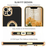 Iphone 14 Case,Phone Case For Iphone 14,Slim Fit Soft 360° Ring Holder Kickstand Magnetic Car Mount Supported Easy Clean Shockproof Protective Cover For Apple Iphone 14 6.1" 2022, Black/Golden