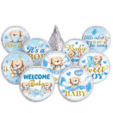 504 Pieces Boy Girl Baby Shower Favors Stickers Mini Kisses Candy Stickers Chocolate Drop Labels Wrappers Little Cutie Baby Shower Decoration For Sprinkle Birthday Party(Blue Bear)