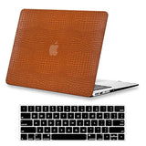 Compatible For Macbook Air 13 Inch Case 2021 2020-2018 A2337 M1 A2179 A1932, Crocodile Skin Alligator Pu Leather Hard Shell Snake Skin Cover For Macbook Air 2020 Case & Keyboard Cover, Brown
