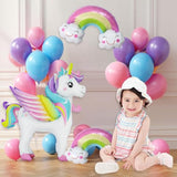 19-Pc Unicorn Balloon Kit Unicorn and Rainbow Latex Balloons for Birthday