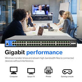 Lgs352Mpc 48 Port Gigabit Network Poe+ Switch @ 740W With 4 X 10G Uplink Sfp+ Slots - Advanced Security, Qos, Static Routing, Vlan, Igmp Features - Metal Housing, Desktop / Wall Mount