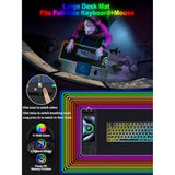 Rgb Gaming Mouse Pad With Fast Wireless Charger, Led Extended Desk Mat, Home Office Large Desk Pad With Ultra-Smooth Surface, Non-Slip Base, Waterproof Keyboard Pad (Black)