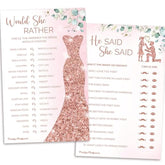 Prestige Would She Rather Bridal Shower Game + He Said She Said Bridal Shower Games (50 Guests / 2 Games) | Wedding Shower Games, Bridal Games For Showers, Him Or Her Bridal Party Games Cards, Favors