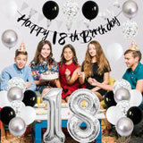 18Th Birthday Decorations For Boys, Blue Happy 18Th Birthday Banner With Navy Blue Silver 18Th Balloons 18 Cake Topper Decor Number 18 Balloon For Girls 18 Year Old Party Decoration