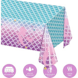 4 Pack Mermaid Tablecloth Mermaids Laser Table Cover For Girls Mermaid Birthday Party Decorations, 108X54 Inch