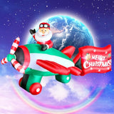 10.5Ft Christmas Inflatables Santa Claus On Animated Helicopter, Giant Blow Up Santa Claus Flying Airplane, Lighted Infl