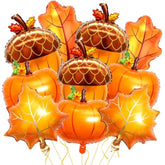 10pcs Fall Thanksgiving Balloons Pumpkin Pine Cone Maple Leaf Autumn Party Decorations