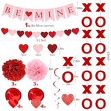 Upgraded Valentines Day Decorations Set Pre-Assembled Hanging Heart Swirls,Be Mine Banner,Heart Xo Garlands Banner For Valentines Wedding Engagement Anniversary Party