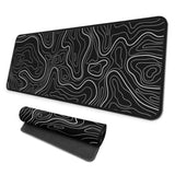 Large Gaming Mouse Pad, Full Keyboard Mat, Long Laptop Mousepad, Computer Mouse Mat For Home And Office, Anti-Slip Rubber Base, 31.5 X 11.8 Inches (Black Topographic Map)