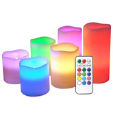 Flameless Flickering Candles Color Changing With 18-Key Remote Timer, Battery Operated Real Wax Set Of 6 Led Pillar Candles Indoor Valentine'S Day Romantic Decor(3" X 3"-6")