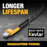 DEWALT Heavy Duty Lightning to USB A Cable — Reinforced Braided Cable for Lightning — Charger Cord Compatible with iPhone — Apple Compatible Charging Cable… (USB A to Lightning, 4FT)