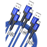 Usb C Cable Fast Charging 3-Pack(10Ft+6.6Ft+3.3Ft), Iphone 16 Charger Usb A To Type C Charge Cord For Iphone 16/16 Pro/16 Pro Max/16E/15, Samsung Galaxy S23 S22 S20, Note 20, Usb C Charger(Blue)