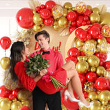 Red And Gold Balloon Arch 126Pcs Red And Gold Balloons Garland Arch Kit With Gold Confetti Balloon For Valentine'S Day, Wedding, Engagements, Graduation, Anniversary, Birthday Party Decoration