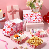 60 Pcs Valentine'S Day Paper Plates Food Trays Pink Red Love Heart Paper Bowls Valentines Disposable Snack Popcorn Serving Boats Holder For Galentines Movie Night Party Supplies(Vivid)