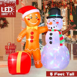 Christmas Inflatables Outdoor Decoration, Cute 6 Ft Snowman Gingerbread Christmas Decorations, Build-In Leds, Stable Chr