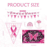Breast Cancer Awareness Decorations Kit, Banner Backdrop Balloons Hanging Swirls Tissue Pom Poms Stickers, Pink Ribbon Party Supplies for Fundraiser Survivor Celebration Awareness Event