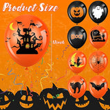 45Pc Halloween Balloons β 12" Black & Orange with Pumpkin, Ghost and Bat Designs