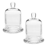 Glass Cloche 2 Sets Clear Glass Dome Candle Glass Jar Cloche Dome Bell Jar Candle Cover Display Wedding Decoration Ornament Clear
