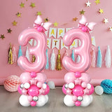 30pcs 40" Pink Number 3 Balloons for Girl's 3rd Birthday Party Decor