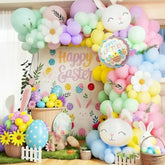 Easter Balloon Garland Arch Kit - Pastel Colorful Latex Balloons Different Sizes 12 10 5In With Bunny And Daisy Foil Balloons For Easter Birthday Baby Shower Spring Party Decor