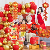 Chinese New Year Balloon Arch Red Gold Metalic Confetti Latex Balloons Lantern Fish Foil Balloons For Spring Festival Year Of The Snake 2026 Chinese New Years Eve Party Decor (Gold)