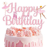 Ballerina Ballet Cake Topper, Ballerina Birthday Party Decorations, Ballet Cake Decorations For Dancer Princess Party Favors, Pink Glitter