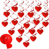 18Pcs Valentines-Day Red Heart Swirls Party-Decorations Romantic Special Night Galentines Hanging Streamers Garland Wedding Anniversary Baby Bridal Shower Birthday Decor Supplies