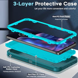 For Motorola Edge-2022 Case:?Not Fit Edge Plus/Edge 5G Uw? Heavy Duty 3 In 1 Rugged Cover, Military Grade Sturdy Shockproof Cell Phone Android Funda Para Moto Edge2022, Teal Blue