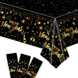 3pcs Happy New Year Tablecloth 108x54in 2026 Party Decorations