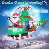 6.5Ft Christmas Inflatable Santa Claus On Helicopter Outdoor Decorations With Bright Led Lights, Christmas Blow Up Santa