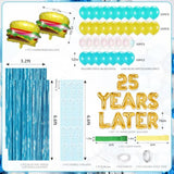 Spongebob 25Th Birthday Decorations, 25 Years Later Letter Balloons Set For Ocean Theme Party,Birthday Decor,Mermaid,Baby Shark,With Hamburger Balloons,Blue Backdrop Bubble Garland And Crepe Paper