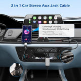 Usb C To 3.5Mm Aux Cable With Charging, 2 In 1 Usb C To 3.5Mm Car Stereo Aux Jack Cable With Pd 15W Usb A Charger Cord 3 Ft, Compatible With Iphone 16/15/Pro, Galaxy S24/S24+/S23 Ultra &