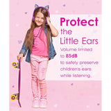 FosPower Kids Headphones with LED Cat Ears (85dB Safe Volume Limit), 3.5mm Soft On-Ear Wired Headphones with Tangle-Free Laced Cables for iPad/Tablet/School/Travel - Hot Pink/Purple
