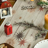 Xmas Trees Holly Pine Cone Christmas Table Runner, Seasonal Winter Wood Kitchen Dining Table Decoration For Home Party Decor 13X72 Inch