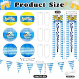 11Pcs Oktoberfest Decorations Kit Oktoberfest Decorations Party Supplies Paper Lanterns Tablecloths Bavarian Pennant Flag Banner For German Beers Home Yard Festival Party Accessories