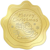 100 Pcs Merry Christmas Stickers For Envelopes, Gold Christmas Envelope Seals, Gold Foil Stickers For Wedding Invitations, Greeting Cards, Party Favors, Self-Adhesive (Santa Claus Style)
