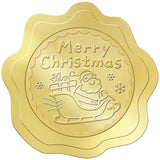 100 Pcs Merry Christmas Stickers For Envelopes, Gold Christmas Envelope Seals, Gold Foil Stickers For Wedding Invitations, Greeting Cards, Party Favors, Self-Adhesive (Santa Claus Style)