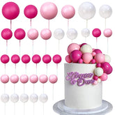 Ball Cake Topper Colorful Pearl Ball Picks Bear Theme Birthday Wedding Pink White