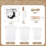 126 Pcs Baby Shower Diy Bodysuit Set Diy Bib 25 Blank White Newborn Bodysuit 25 Stencils 24 Marker 1 Sign 50 Pins(Kraft)