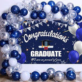 127pcs Navy Blue Silver Balloon Garland Kit – White & Confetti Balloons for Party Decorations
