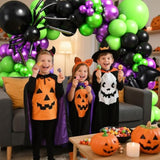 Halloween Balloon Arch Kit: Purple, Black & Lime Green with Bat Foil