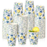 100 Pcs 9Oz Blue Lemon Cups Disposable Paper Yellow Blue Cups For Lemonade Stand Decorative Party For Cold Hot Beverage Juice Kitchen Coffee Birthday Party Supplies