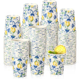 100 Pcs 9Oz Blue Lemon Cups Disposable Paper Yellow Blue Cups For Lemonade Stand Decorative Party For Cold Hot Beverage Juice Kitchen Coffee Birthday Party Supplies