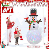 6Ft Christmas Inflatable Outdoor Decoration, Cute Inflatable Snowman Outdoor Christmas Blow Up Yard Decorations With Led